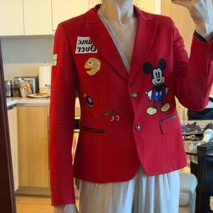 Philipp Plein Red Women's Blazer with Mickey Mouse Design